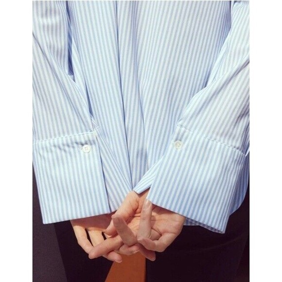 ONA by Yoon Chung Oversized Shirt Small Stripe Sustainable Italian Fabric Beachy - Picture 13 of 14